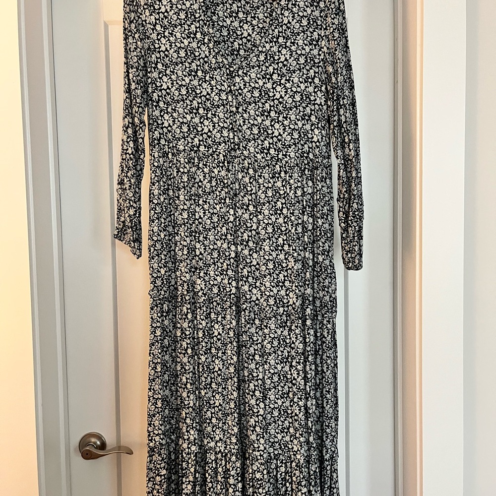 Floral Navy and White Maxi Dress